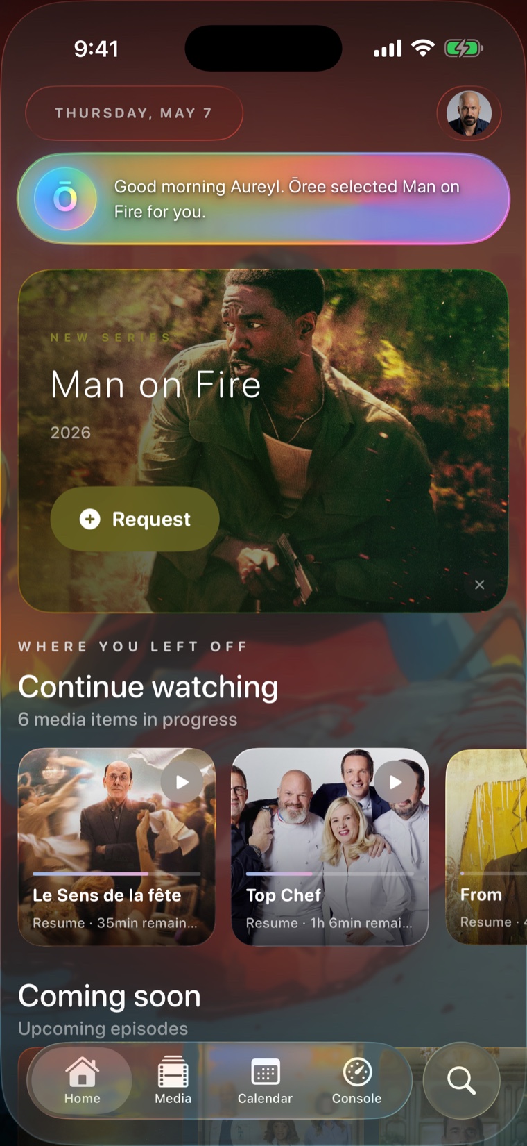 Ōree home screen with an AI recommendation